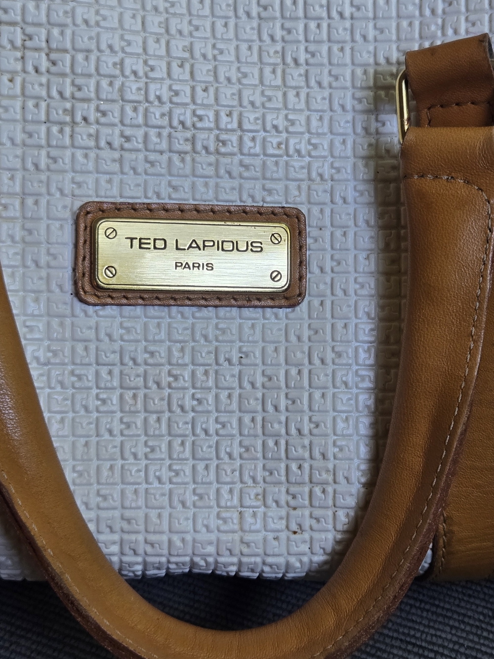 Ted Lapidus Paris Two-Tone White & Tan Tote - Picture 3 of 10